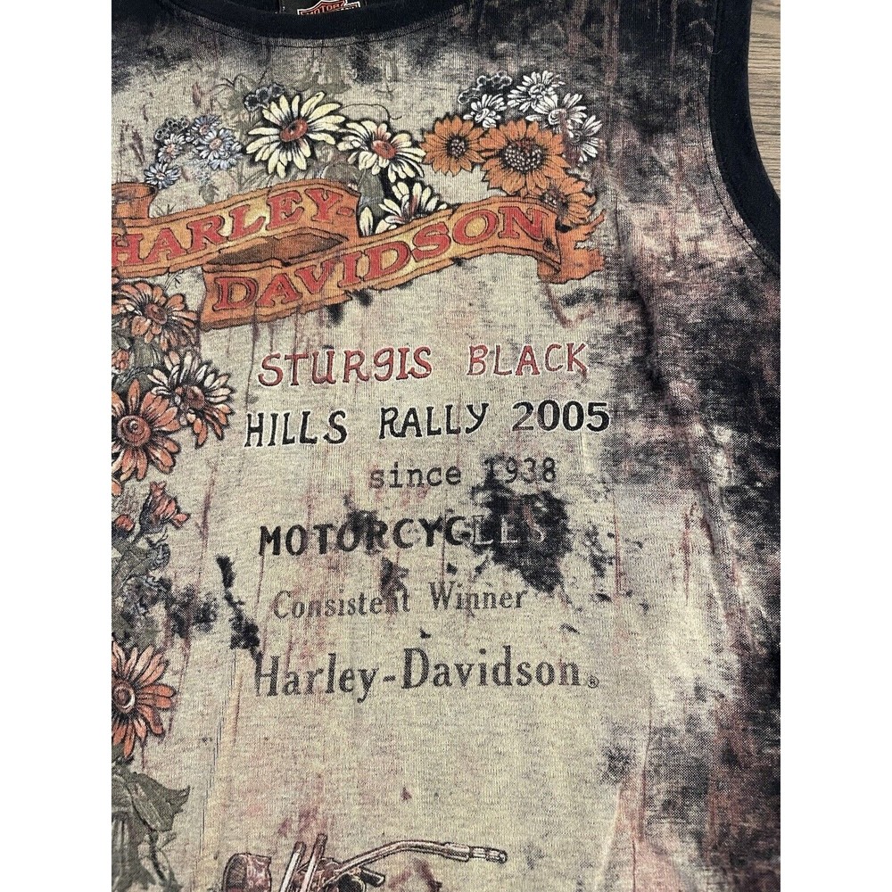2005 Harley Davidson Graphic tee Womens Large Rare HTF Black sleeveless - Picture 2 of 8